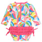 Rufflebutts Baby Girls Upf 50+ Sun Protection Novelty Print Long Sleeve One Piece Rash Guard Swimsuit With Zipper - Tropical Adv