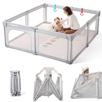 Foldable Baby Playpen,Portable Indoor & Outdoor Playpen for Babies and Toddlers,59   x71   Extra Large Play Pen with Gate,Collap