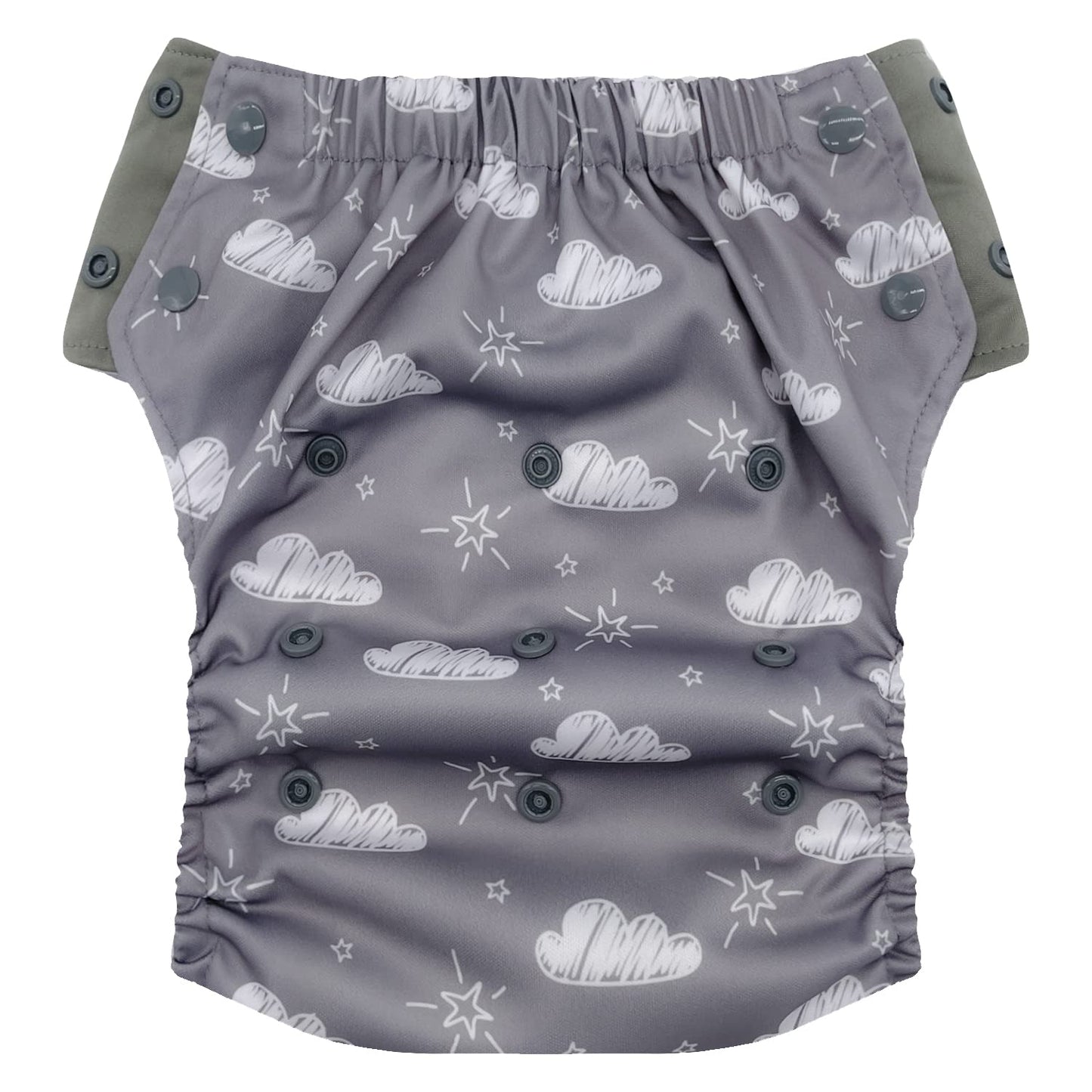 Hybrid Cloth Diaper - Reusable Training Pants, Swim Diaper, Special Needs Briefs, Fits From Baby Up To 10 Years (Size 3, Cloudy