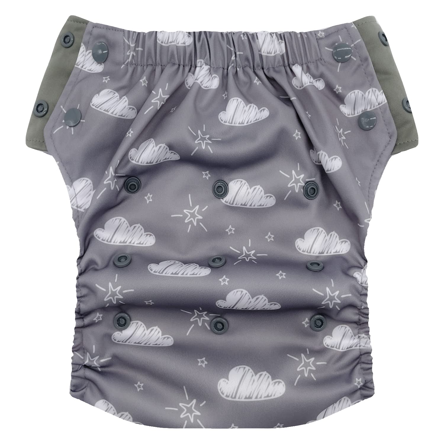 Hybrid Cloth Diaper - Reusable Training Pants, Swim Diaper, Special Needs Briefs, Fits From Baby Up To 10 Years (Size 3, Cloudy