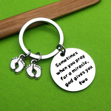 Mom To Be Gift Keychain Pregnancy Announcement Gift Twin Mom Gift New Mom Gift Twin Mom Jewelry First Time Mom Gift Pregnant Mom