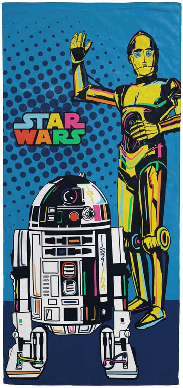 Jay Franco Star Wars Droids Bath Pool Beach Towel - Kids Super Soft & Absorbent 100% Cotton Towel With R2-D2 And C-3Po, Measures