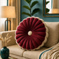 Urban Wash Care Soft Velvet Round Cushion 14 x 14 Inch | Pleated Radial Pattern Decorative Cushion for Sofa Chair Bedroom Living