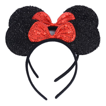 Niuzaiz Set Of 2 Mouse Ears Headbands For Christmas Parties And Trips (Black Sequin Red)