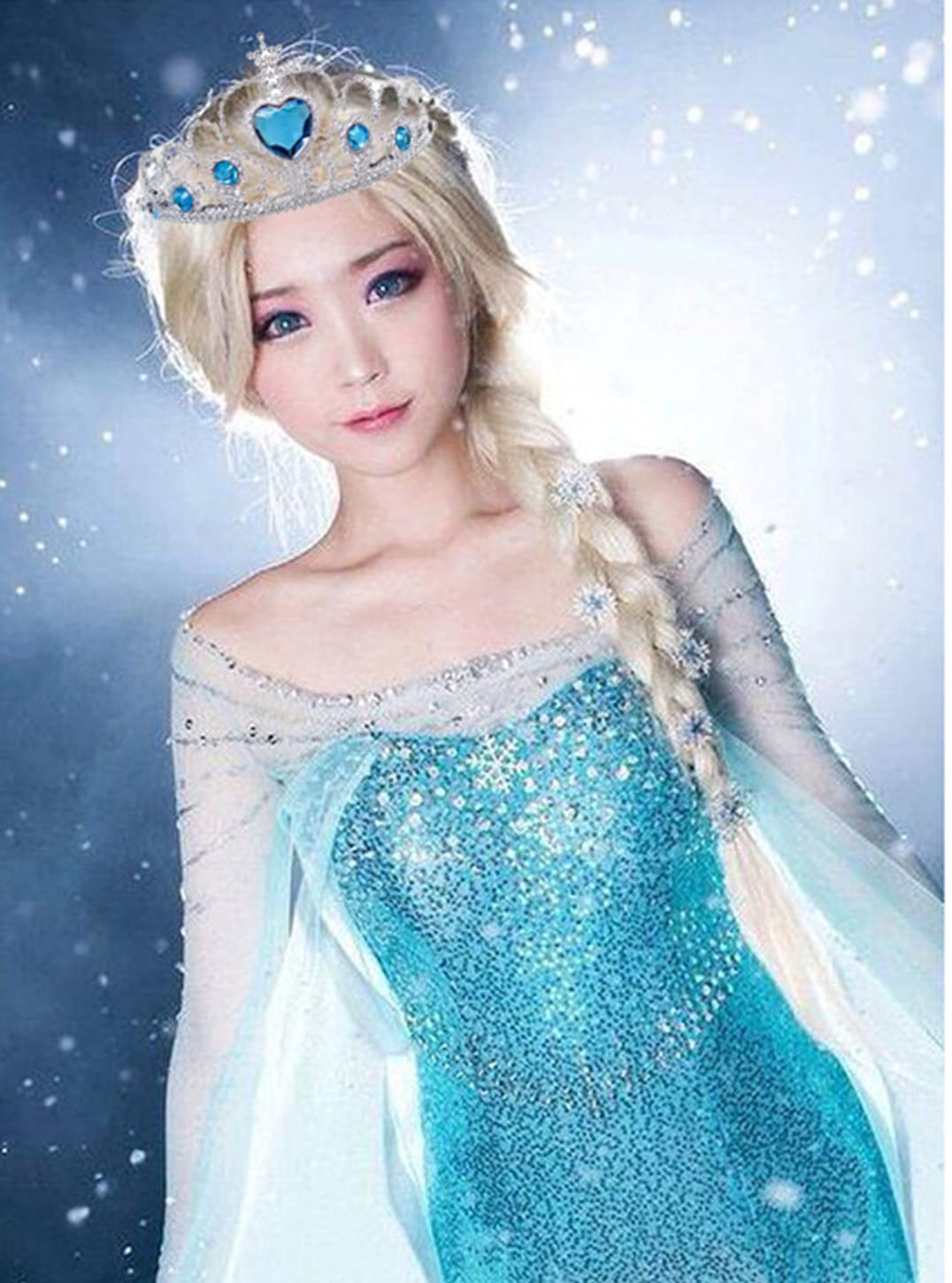 Viviwo Girls Wig Costume Braid With Princess Tiara Long Hair Cosplay Accessories For Kids Halloween Birthday Party Medium