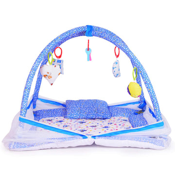 Dearjoy Play Gym With Mosquito Net (Blue Bunny Print)
