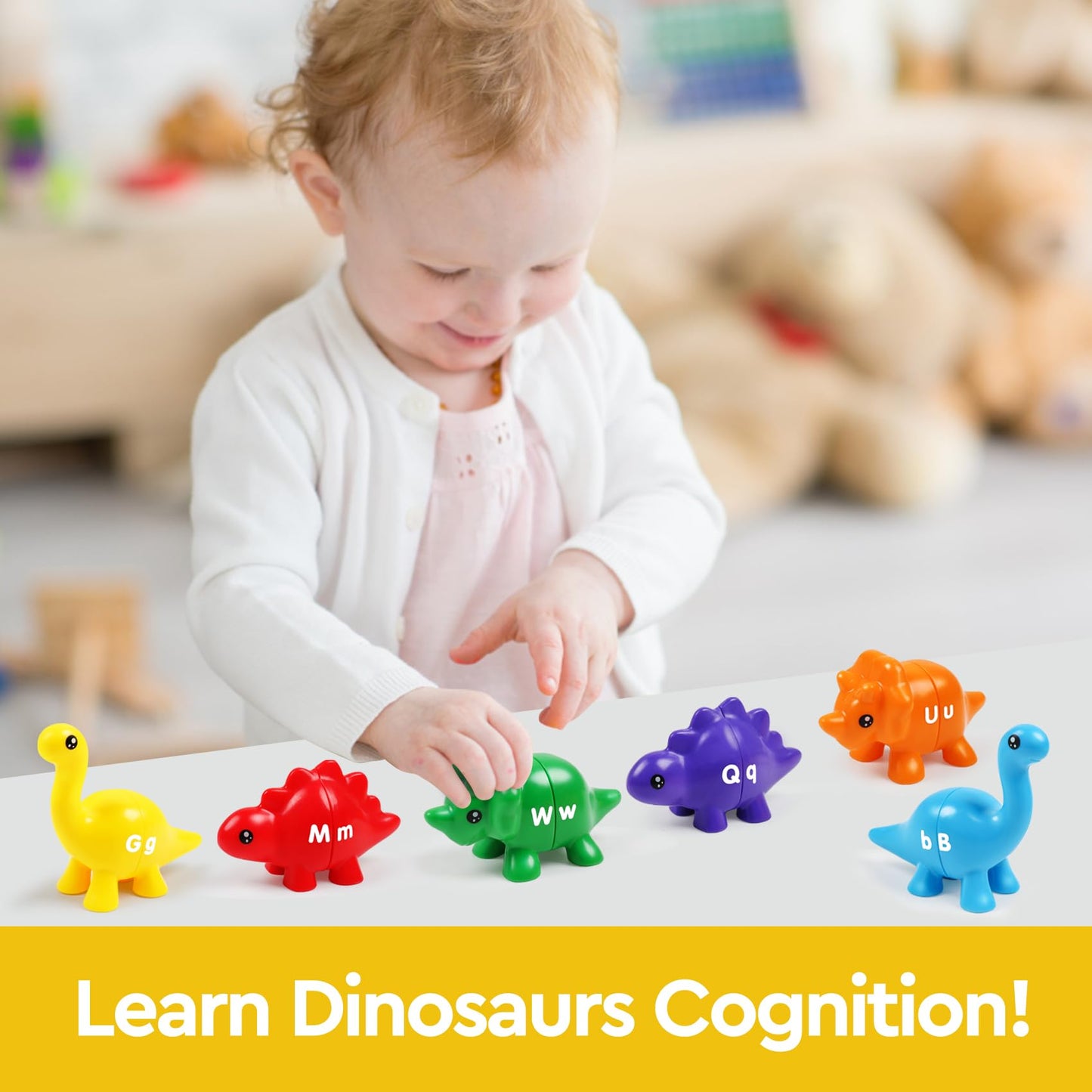 GKDOMS ABC Letters Matching Dinosaur Toys, Double-Sided Alphabet Learning Toy Childrens Day Gifts for Kids : Uppercase Lowercase