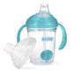 Nuby No Spill 360 Weighted Straw Grip N' Sip Tritan Cup With Hygienic Cover, 8 Oz, Trainer Cup, Teal