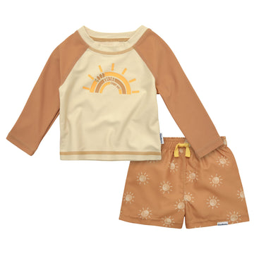 Gerber Baby Boy'S Toddler Long Sleeved Rashguard Swim Bathing Suit Set, Suns, 3T