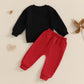Baby Boy Fall Clothes Set Long Sleeve Letter Print Sweatshirt Pants Valentines Day Outfits 6 12 18 24 Months 2T (Heart Black, 18