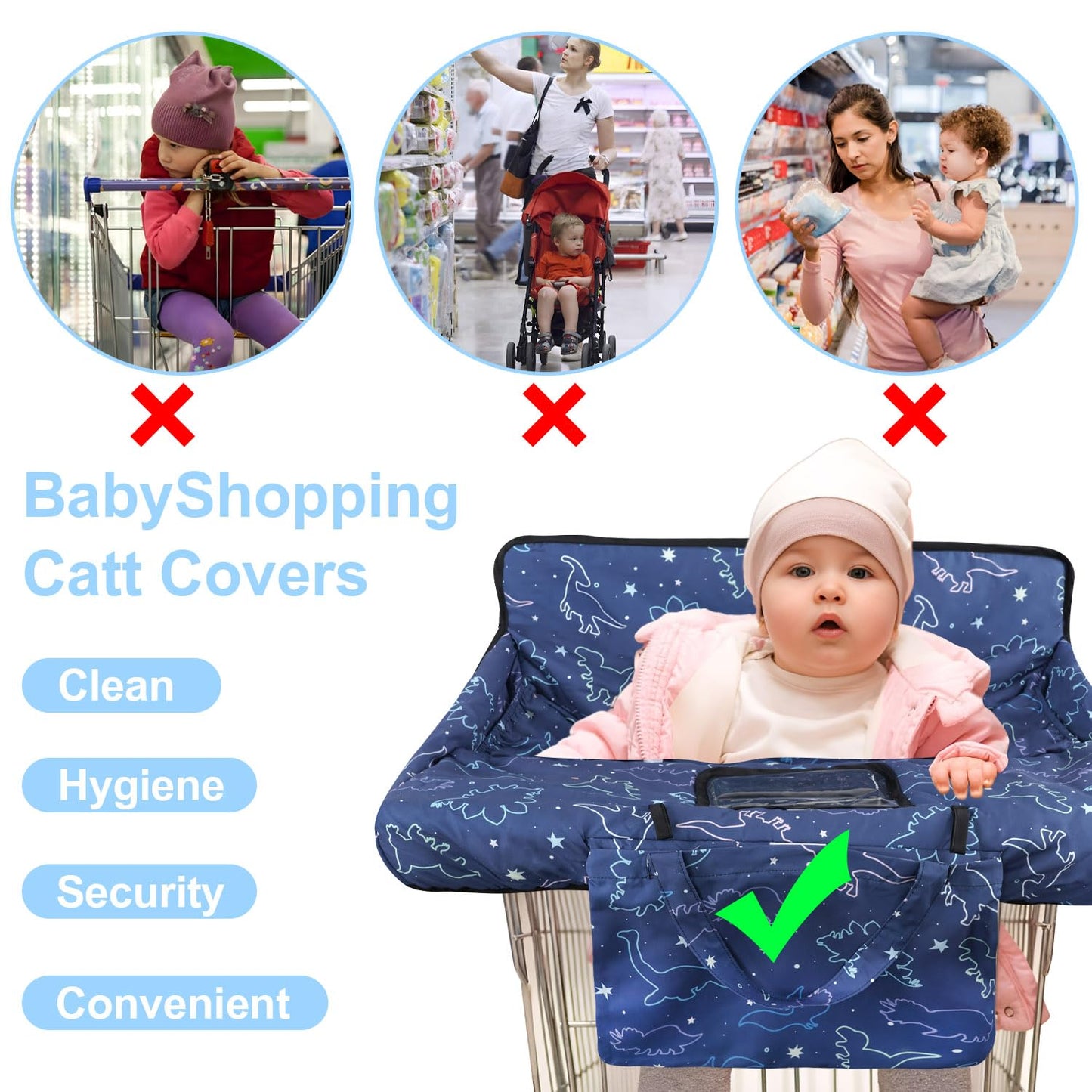 Polovillae Pink Shopping Cart Cover For Baby 2-In-1 High Chair Cover With Safety Harness Multifunctional Sunflower Pattern Cart