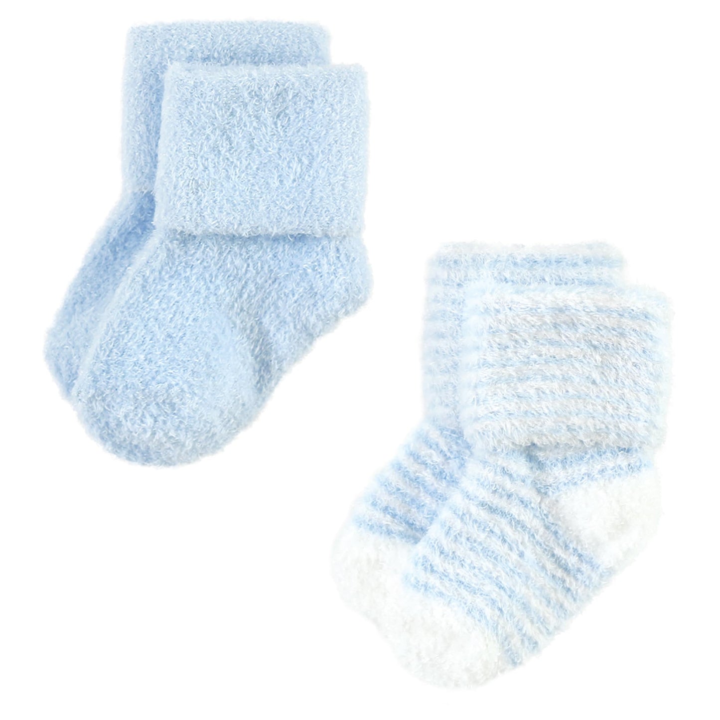Hudson Baby Unisex Baby Cotton Rich Newborn And Terry Socks, Blue Star, 0-6 Months