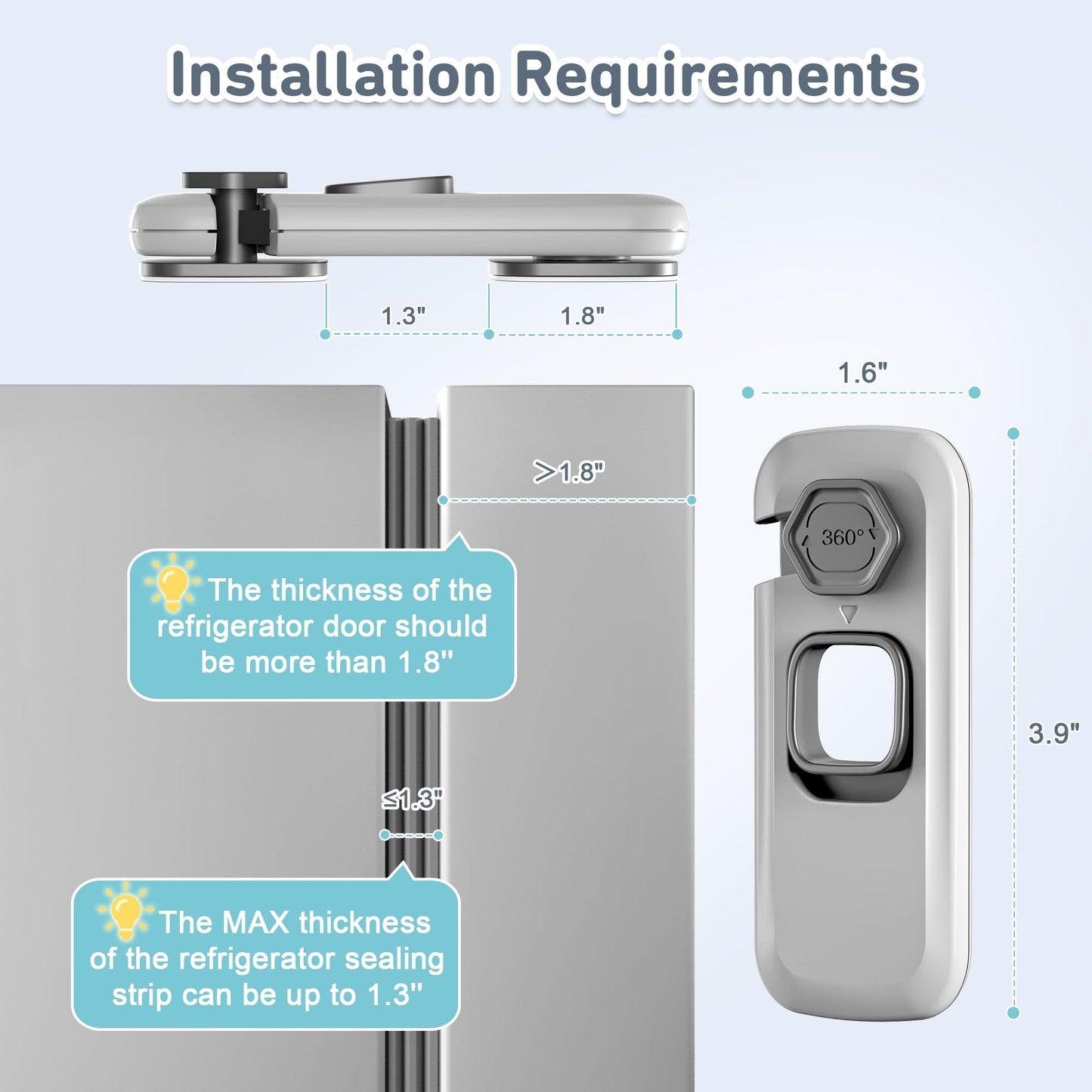 6 Pack Child Proof Refrigerator Locks, Fridge Locks For Kids Safety, Freezer Door Latches With Sticky 3M Adhesives For Toddlers