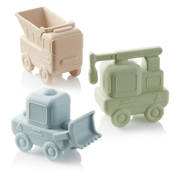 Ali+Oli Squirt Silicone Bath Toys (3pc) Construction Set | BPA-Free Food-Grade Silicone, Easy to Clean, Dishwasher Safe for Todd