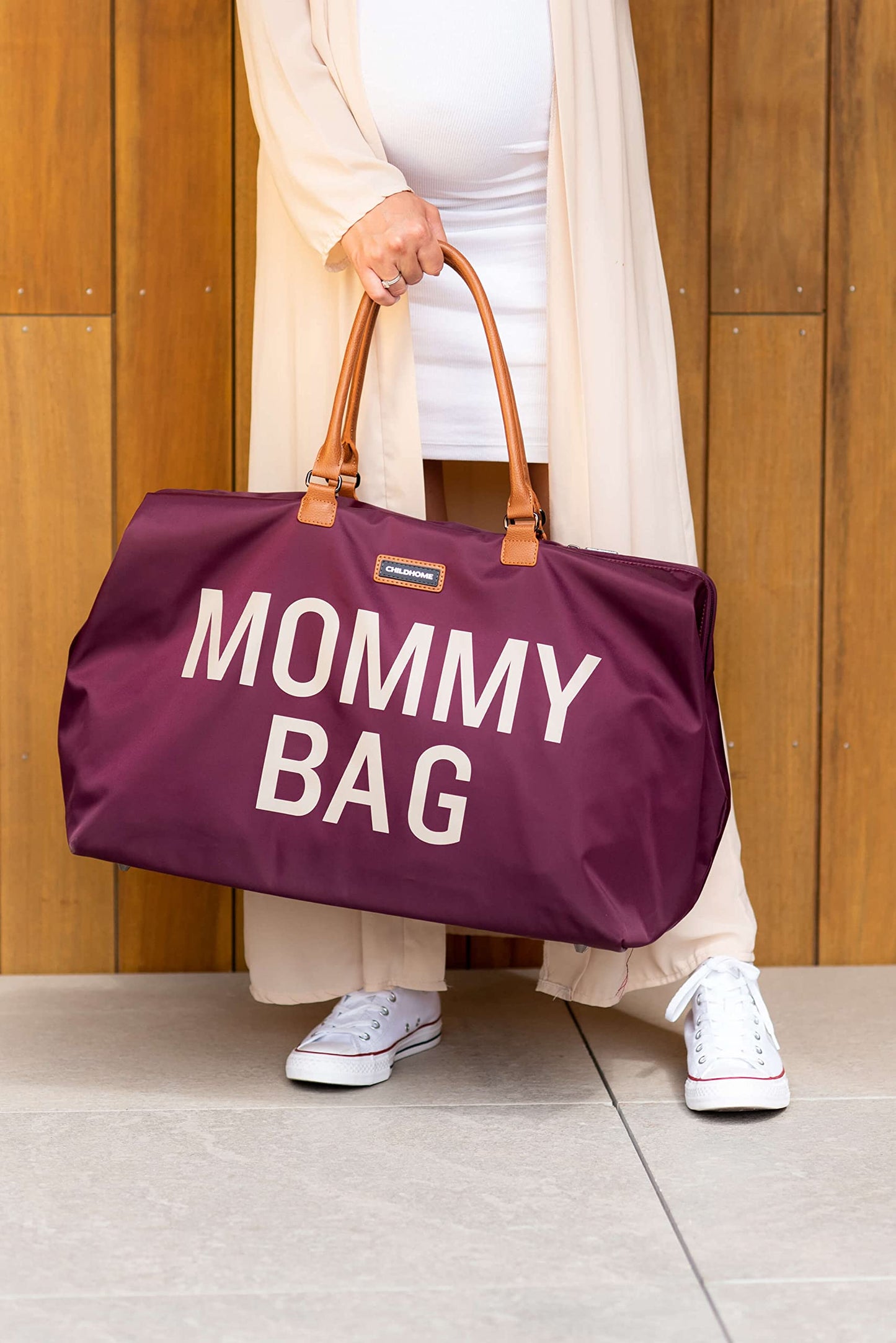 Childhome Original Mommy Diaper Bag - Large Tote for Travel and Hospital - Pregnancy Must Haves (Aubergine)