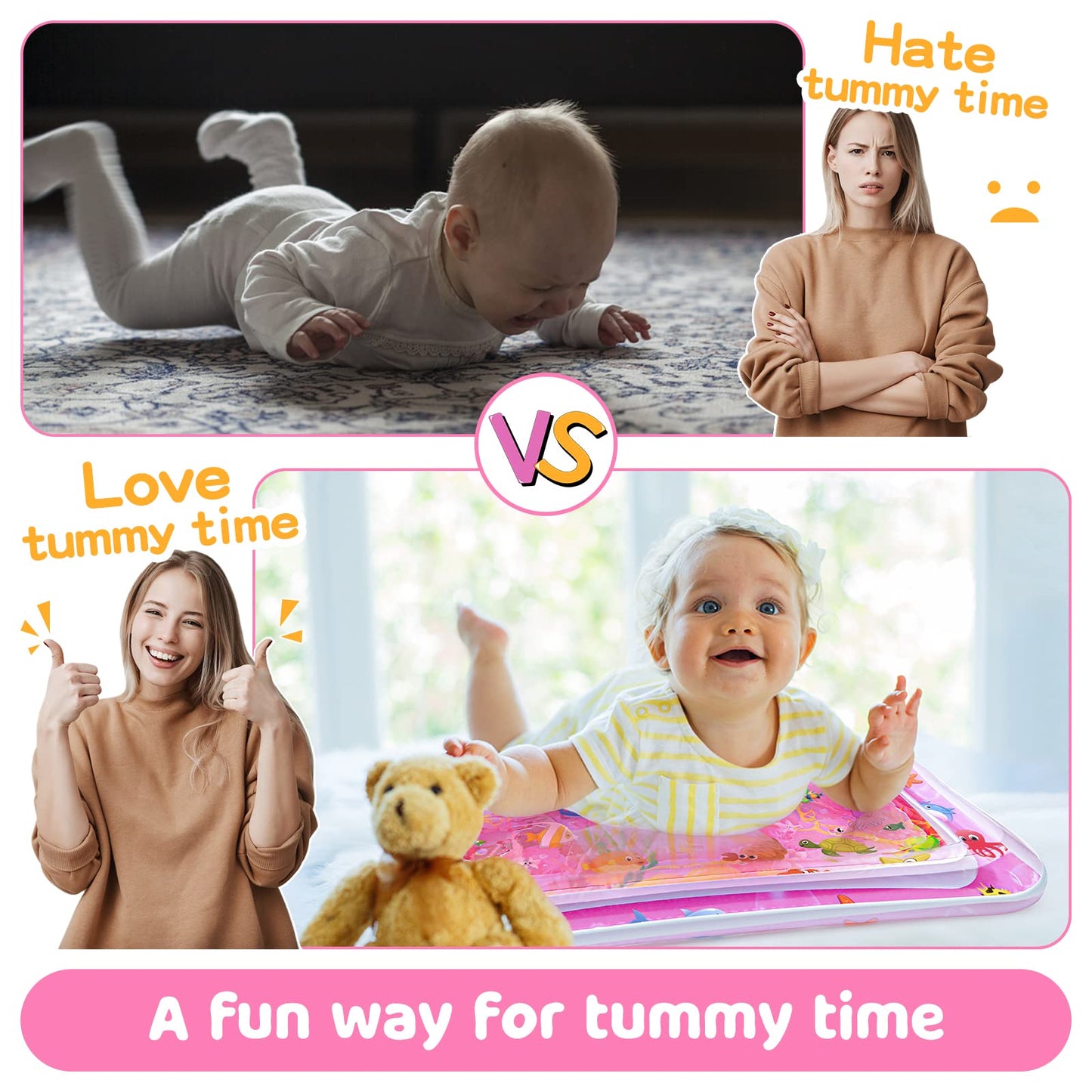 Yeeeasy Tummy Time Water Mat For Girl, Baby Girl Toys For 0, 3, 6, 9, 12 Months, Baby Girl Gifts, Develop Sensory Toys Kids' Ind