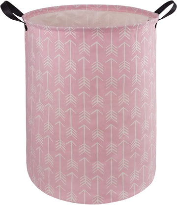 Duyiy Round Pink Color Laundry Hamper Storage Basket Organizer Hamper Storage Bins For Clothes Toys Box Nursery Hamper Gift Bask