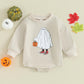 Focusnorm Halloween Newborn Baby Girl Outfit Toddler Ghost Pumpkin Sweatshirt Romper Long Sleeve Romper Infant Fall Clothes (Kha