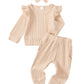 Mioglrie Baby Girl Clothes 12-18 Month Fall Winter Outfits Infant Sweatsuit Newborn Sweatshirt Fleece Ruffle Beige Sweat Pant Se