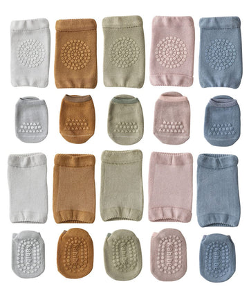 Unisex Toddler Non Slip Knee Pads And Socks Sets For Baby Boy Girls' Crawling Learn To Walk 6-15 Months