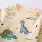 Toddler Baby Boy Clothing Sets Little Dinosaur Printed Long Sleeve Tops And Pants Kids 2Pcs Outfits (3-Apricot, 3-4T)