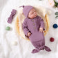 Morygooder Newborn Cotton Nightgowns Neutral Baby Knotted Sleeper Baby Coming Home Outfit (Purple, 0-6 Months)