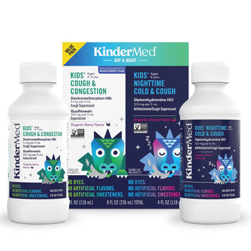 Kindermed Kids' Cough Day & Night Value Pack - Cough & Congestion Relief And Nighttime Cold Relief - No Artificial Flavors Or Sw