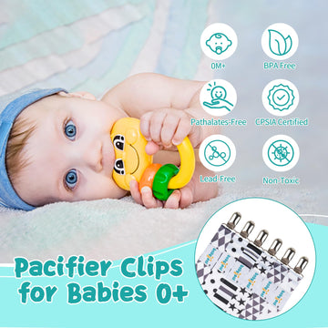 Babygoal Neutral Pacifier Clips, 8 Pack Binky Paci Holder Clips For Baby Boys And Girls Fits For Most Pacifier, Binkie Styles &