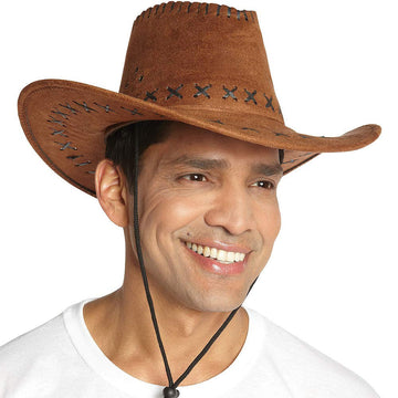 Brown Faux Suede Cowboy Hat - 1 Pc. - Perfect For Parties, Costume Events & Casual Wear