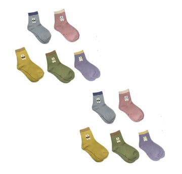 Faton Colourful Socks For Kids, Ankle Length/Crew, Cotton, Pack Of 10, Designer Socks, Gift For Girls & Boys (S)