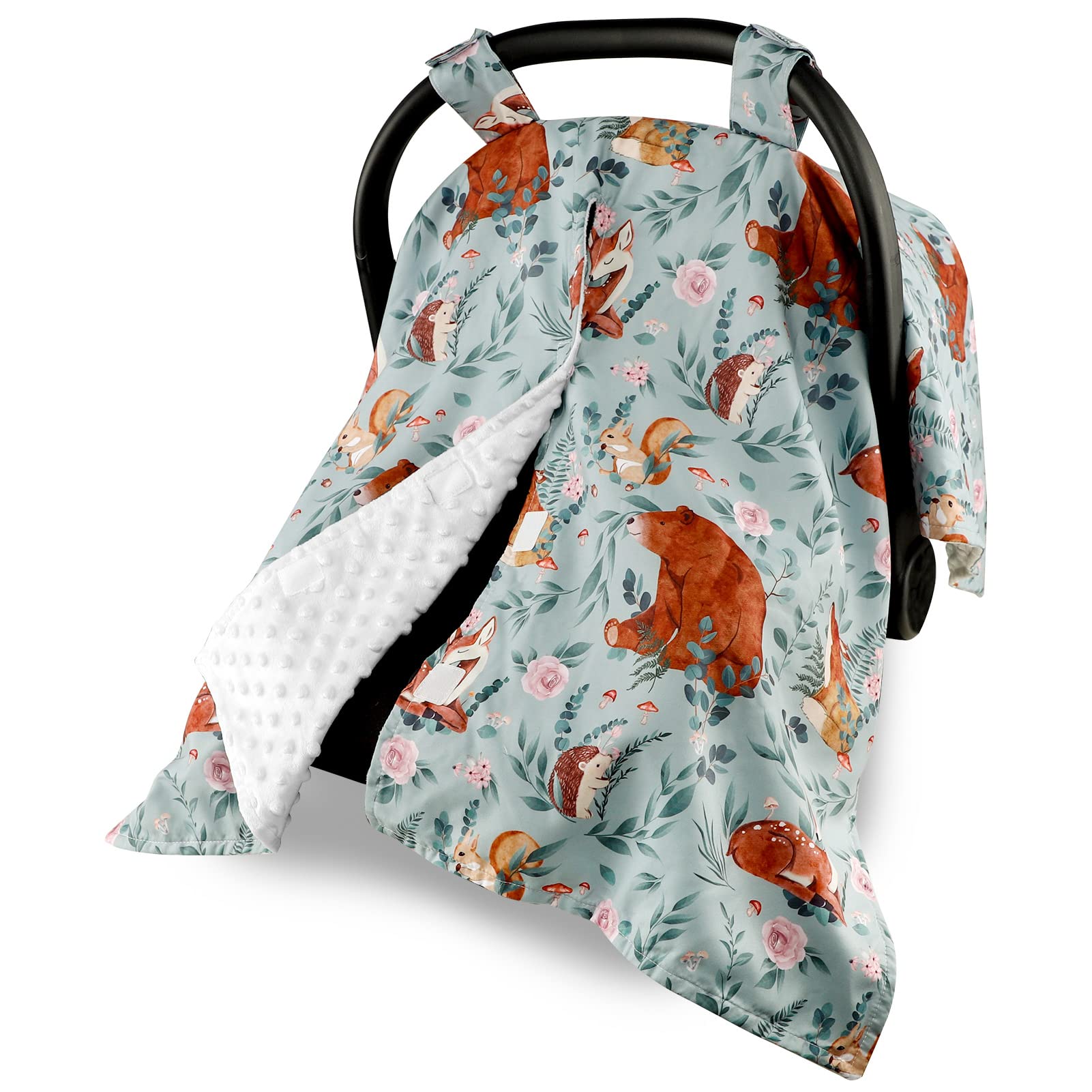 Tanofar Car Seat Cover Baby, Carseat Covers Baby Boy Girl, Peekaboo Opening Infant Car Seat Cover For Winter, Warm & Cozy, Woodl