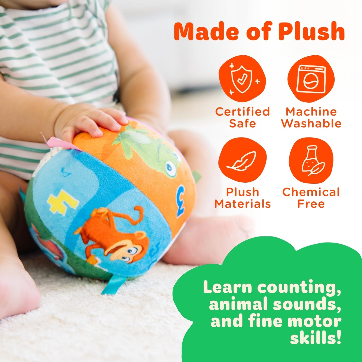 Move2Play, Hilariously Interactive Baby Ball with Music & Sound Effects | 1st Birthday Gift | Toddler Toy for Boys & Girls | Ind