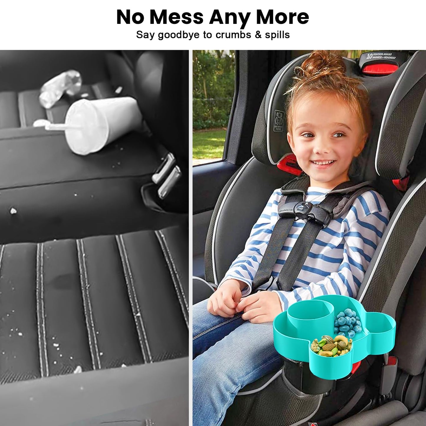 Car Seat Tray - Convert Cup Holder To A Tray For Snacks, Toys, 360 Rotatable Car Seat Tray For Kids Travel, Cup Holder Tray For