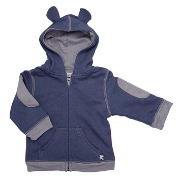 Babysoy Baby & Tot Boys' Fleece Zipper Hoodie Jacket - Indigo - 6-12 Months