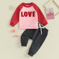 Lagkiyoj Toddler Baby Boy Girl Valentines Day Outfit Letter Embroidery Sweatshirt Top Pants Kids Infant Fall Winter Clothes (Pin