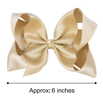 Deeka 2 Pcs 6' Big Hand-Made Shiny Glitter Ribbon Hair Bows Alligator Clips Hair Accessories For Little Teen Toddler Girls Kids