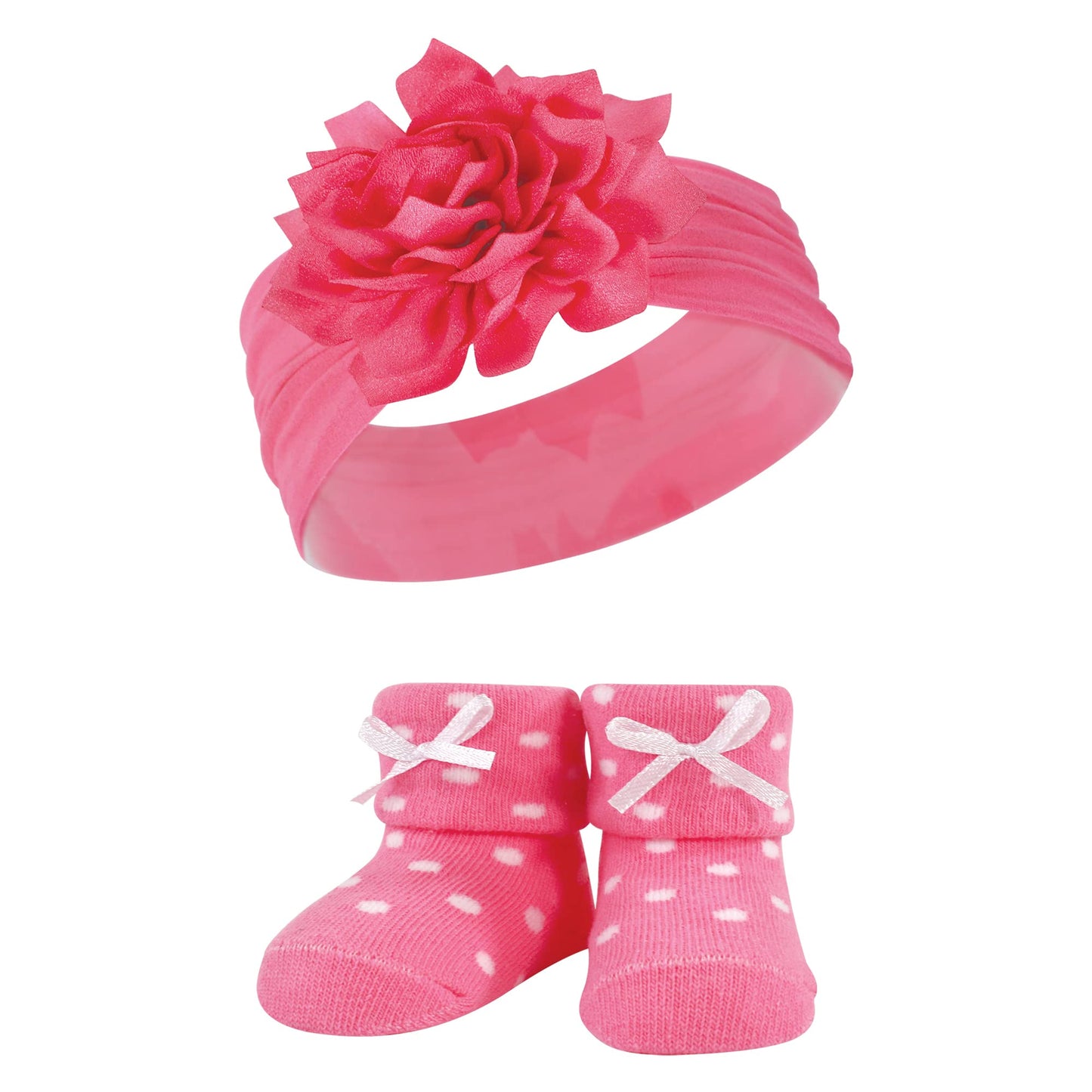 Hudson Baby Baby Girls' Headband And Socks Giftset, Teal Coral, One Size