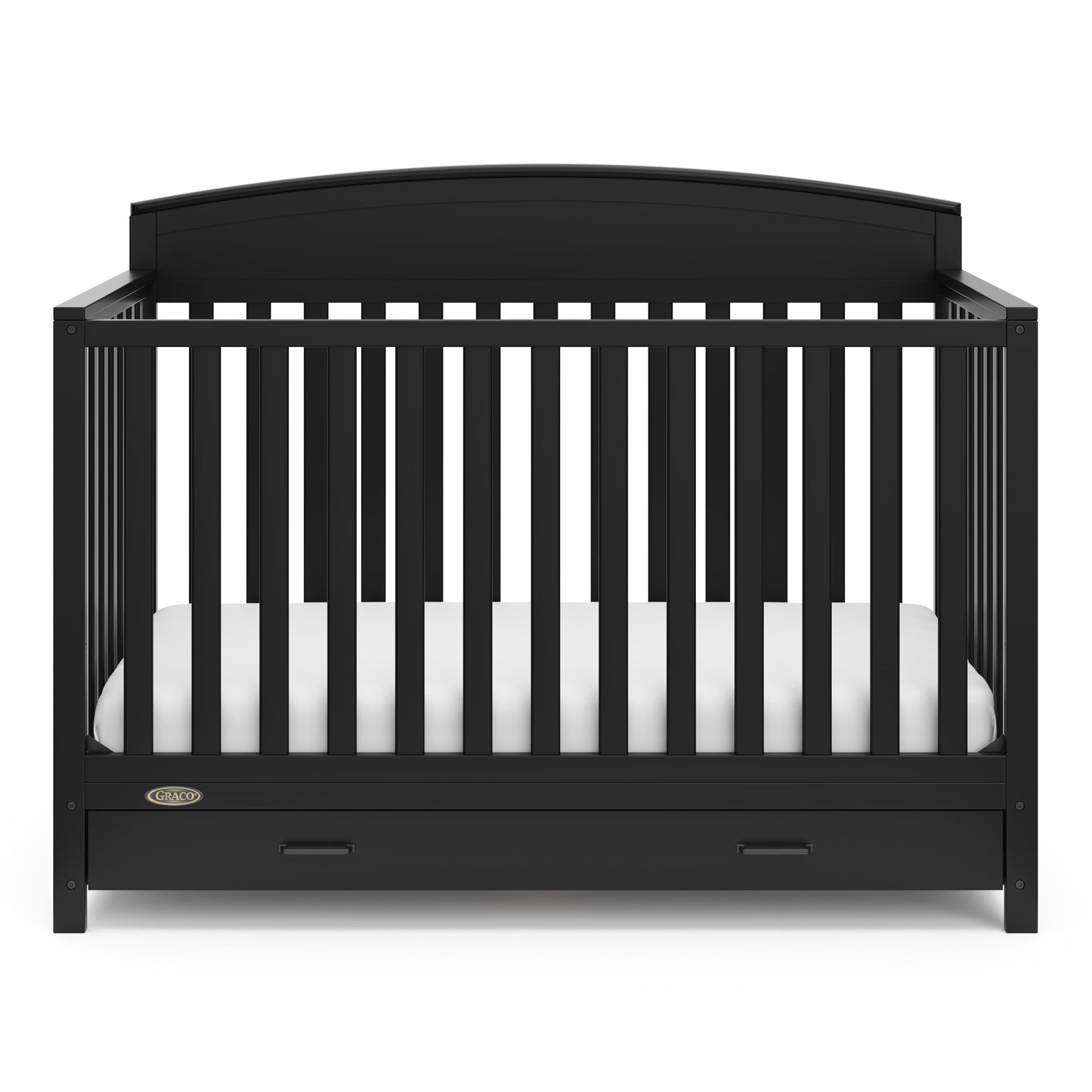 Graco Benton 5-In-1 Convertible Crib With Drawer (Black) - Converts From Baby Crib To Toddler Bed, Daybed And Full-Size Bed, Fit