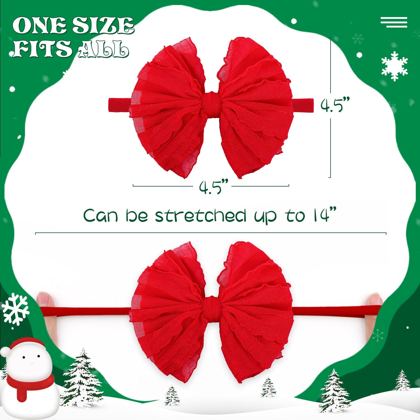 Lanmerry Christmas Baby Girl Headbands With Bows Elastic Headbands Newborn Lace Hair Bow Hair Accessories Newborn Infant Toddler