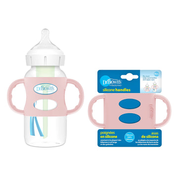 Dr. Brown'S Milestones 100% Silicone Baby Bottle Handles, Wide-Neck, Removable Easy-Grip Transitional Sippy Cup Handles, Light P