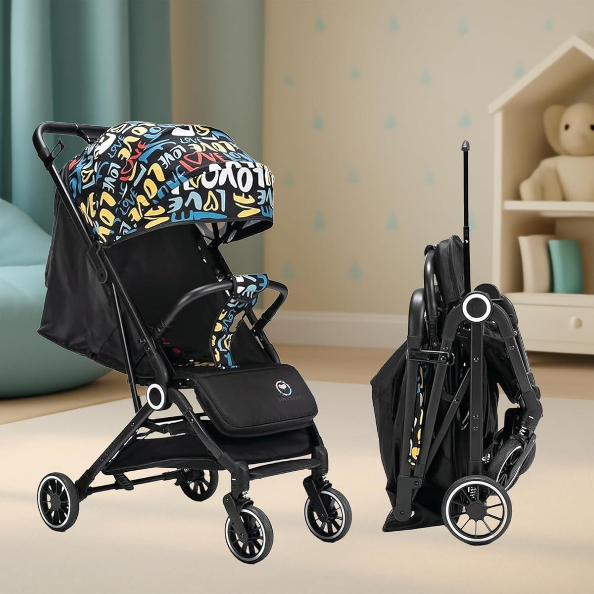 Tinyberg Stroller For Baby Boy 0 To 5 Years | 5 Point Safety Harness, Adjustable Backrest, 360 Swivel Wheel, Large Storage Baske