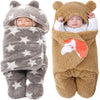 Swissberry Baby Blanket New Born Combo Pack of Hooded Swaddle Wrappers Security Blankets Pack of 2 Pc.(Beige & Grey, 06 Months)