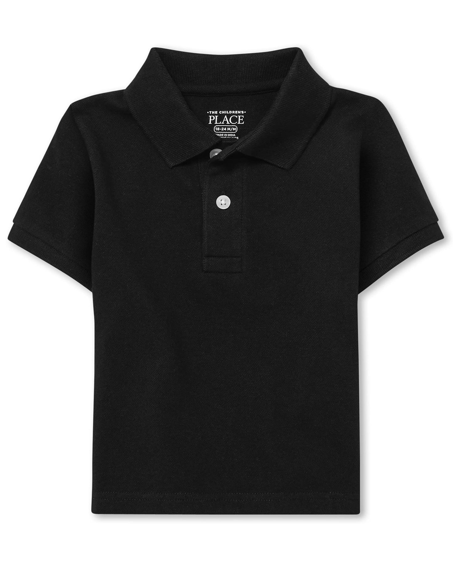 The Childrens Place Baby Boys and Toddler Boys Short Sleeve Pique Polo, Black, 2T