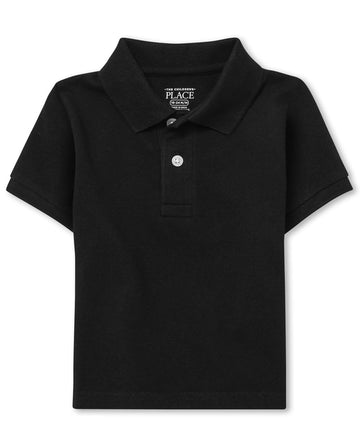 The Childrens Place Baby Boys and Toddler Boys Short Sleeve Pique Polo, Black, 6-9 MONTHS