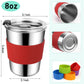 Shineme 8Oz Kids Cups Spill Proof, 5Pack Stainless Steel Sippy Cups With Lids And Silicone Sleeves, Reusable Toddler Cups For Ho