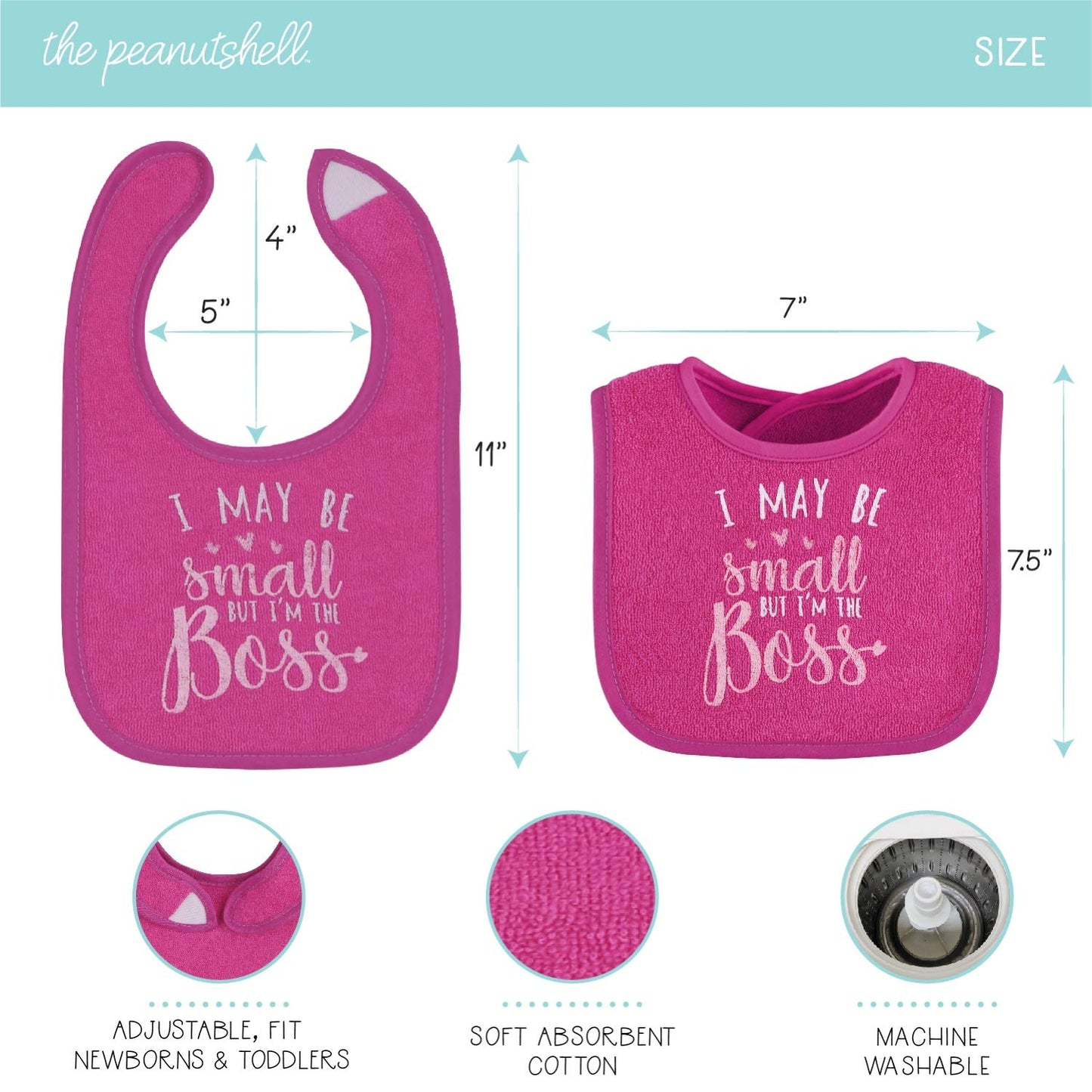 The Peanutshell Baby Girl Terry Bib Set Of 8-100% Cotton, Soft, Absorbent Baby Bibs For Girls, Toddler Baby Girl Bibs Set, Newbo