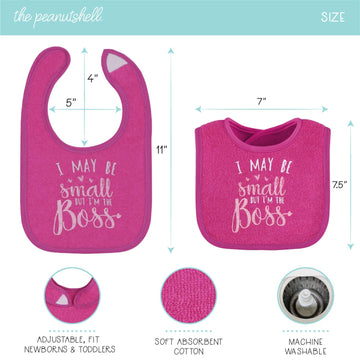 The Peanutshell Baby Girl Terry Bib Set Of 8-100% Cotton, Soft, Absorbent Baby Bibs For Girls, Toddler Baby Girl Bibs Set, Newbo
