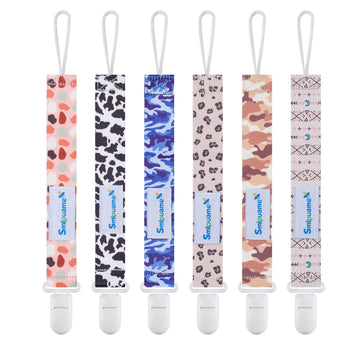 Smlpuame Pacifier Clip For Baby Boys Girl,6 Pack Stylish Binky Clips Strap,Paci Holder With Clips Universal Lightweight Fits Mos