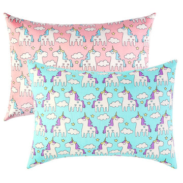 Ibrafashion Toddler Pillowcases For Girls 14X19 For 13X18, 12X16 Pillow 100% Cotton Cute Princess Unicorn Printings Set Of 2