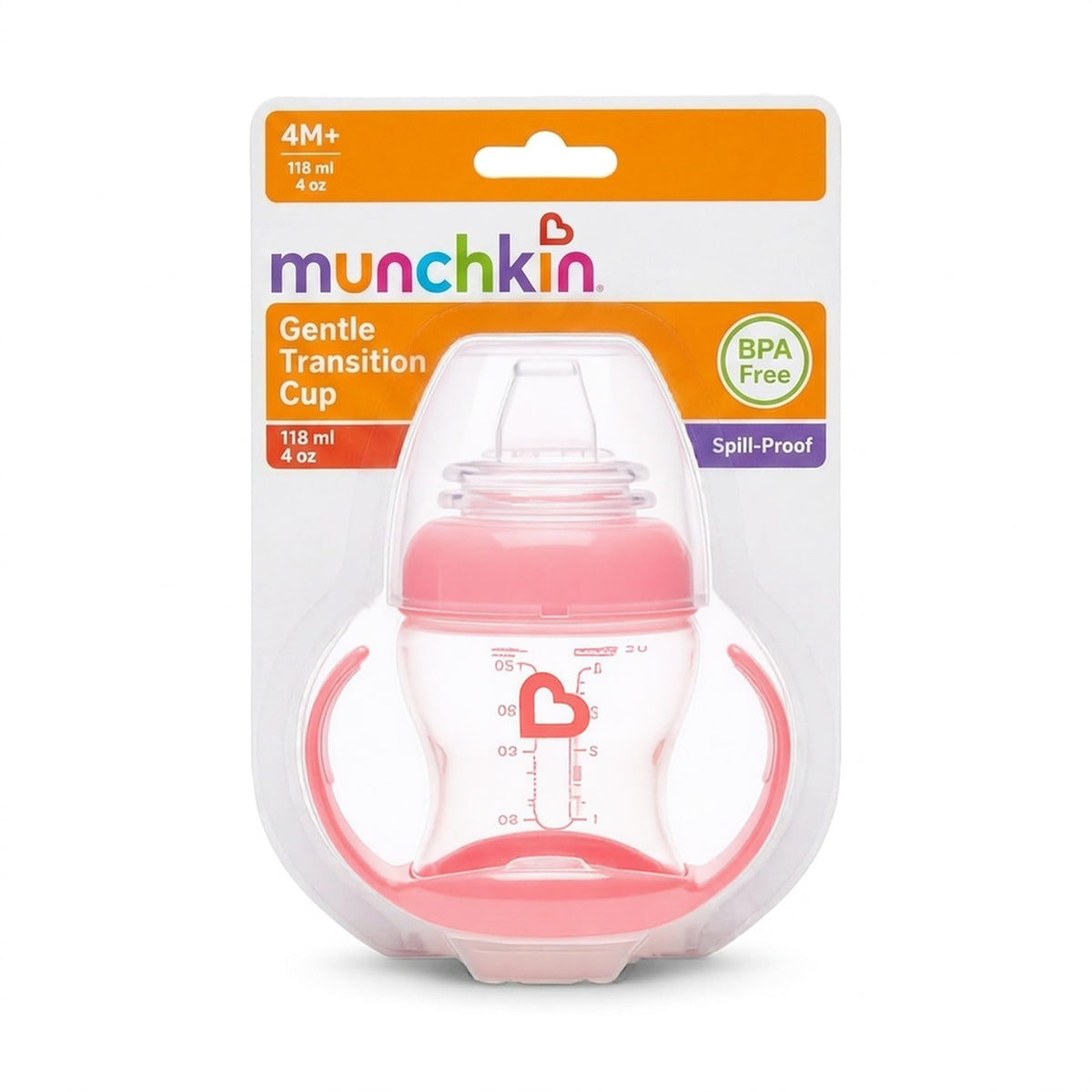 Munchkin Gentle Transition Cup, 118 ml, Sippy Cup, BPA Free, Pink, 4+Months
